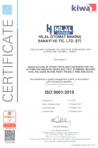 ISO 9001 2015 QUALITY CERTIFICATE